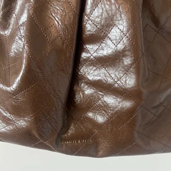 NWT Charles & Keith Duo Double Chain Hobo Bag - Dark Brown - Picture 3 of 5